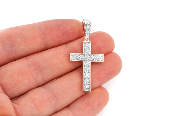 Miracle Set Croix Pendentif Diamant 0,25 ct Or Massif 14 Carats