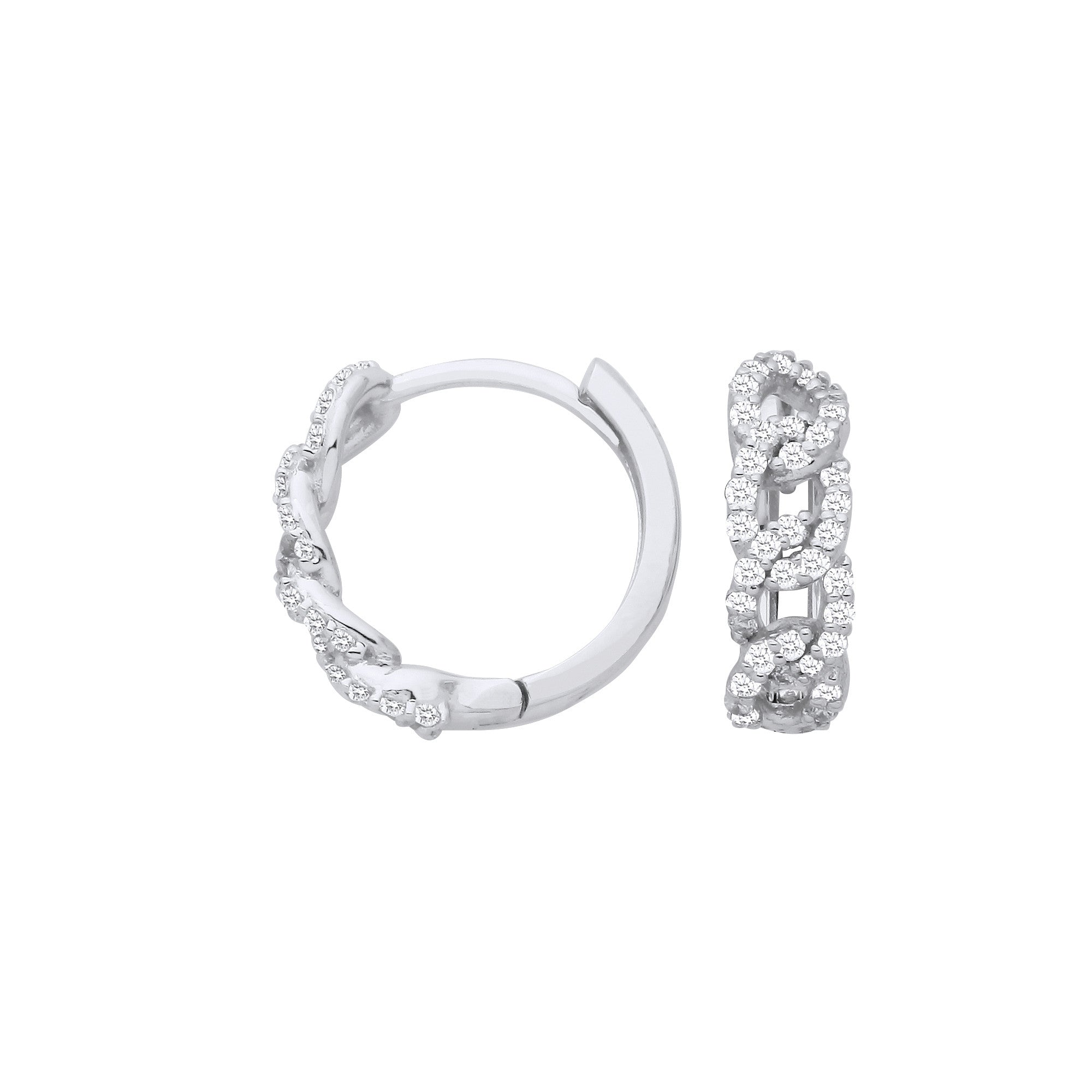 9ct White Gold Brilliant Cut 0.28ct Diamond Fancy Huggie Hoop Earrings