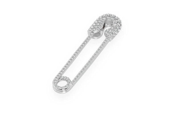 0.80ct Diamond Safety Pin Pendant 14K Solid Gold