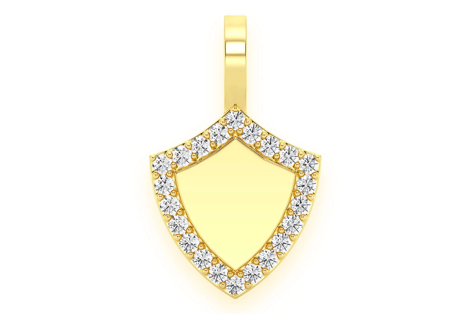 Erkals Jewellers Engravable Shield Pendant 18K Gold Diamond 0.20ctw
