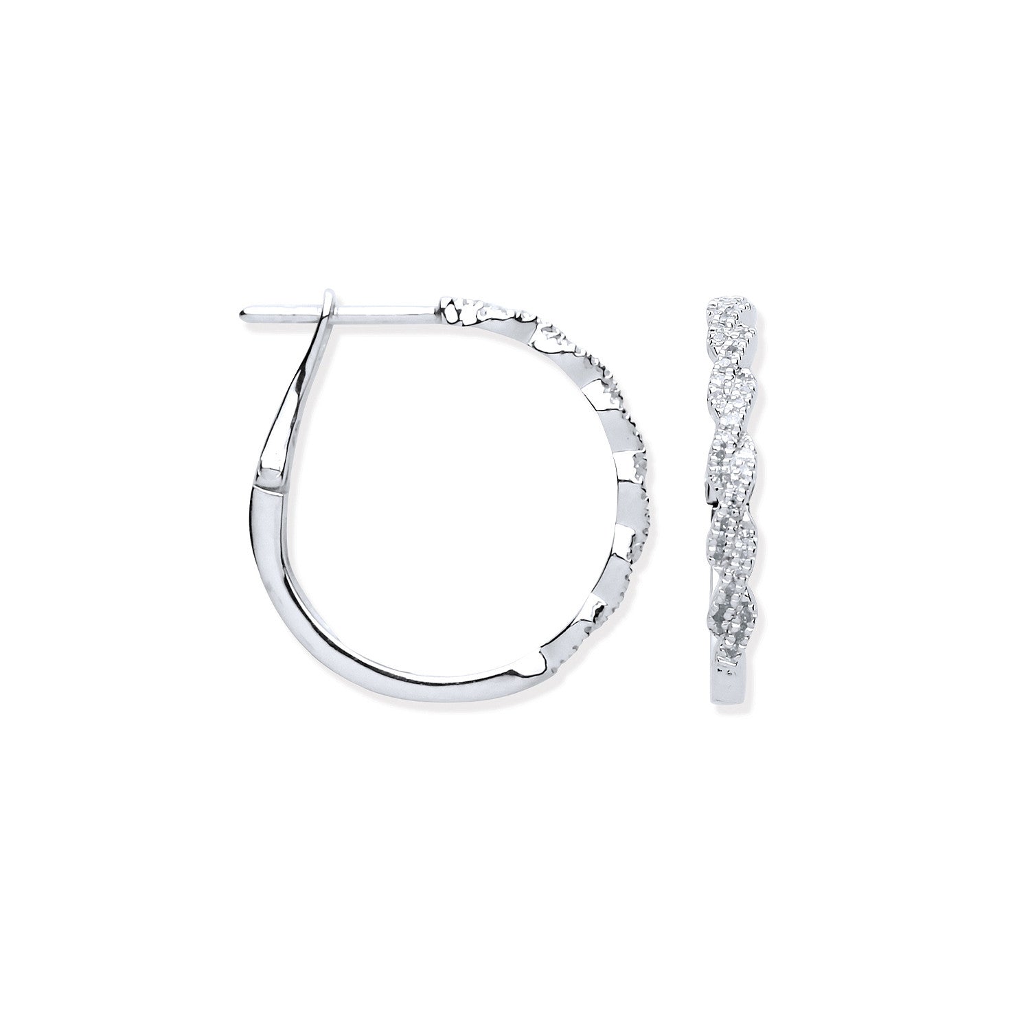 9ct White Gold Brilliant Cut 0.20ct Diamond Twist Hoop Earrings