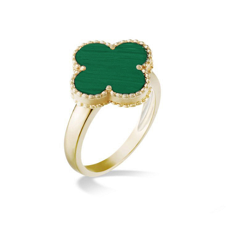 Y/G Malachite Clover Ladies Ring