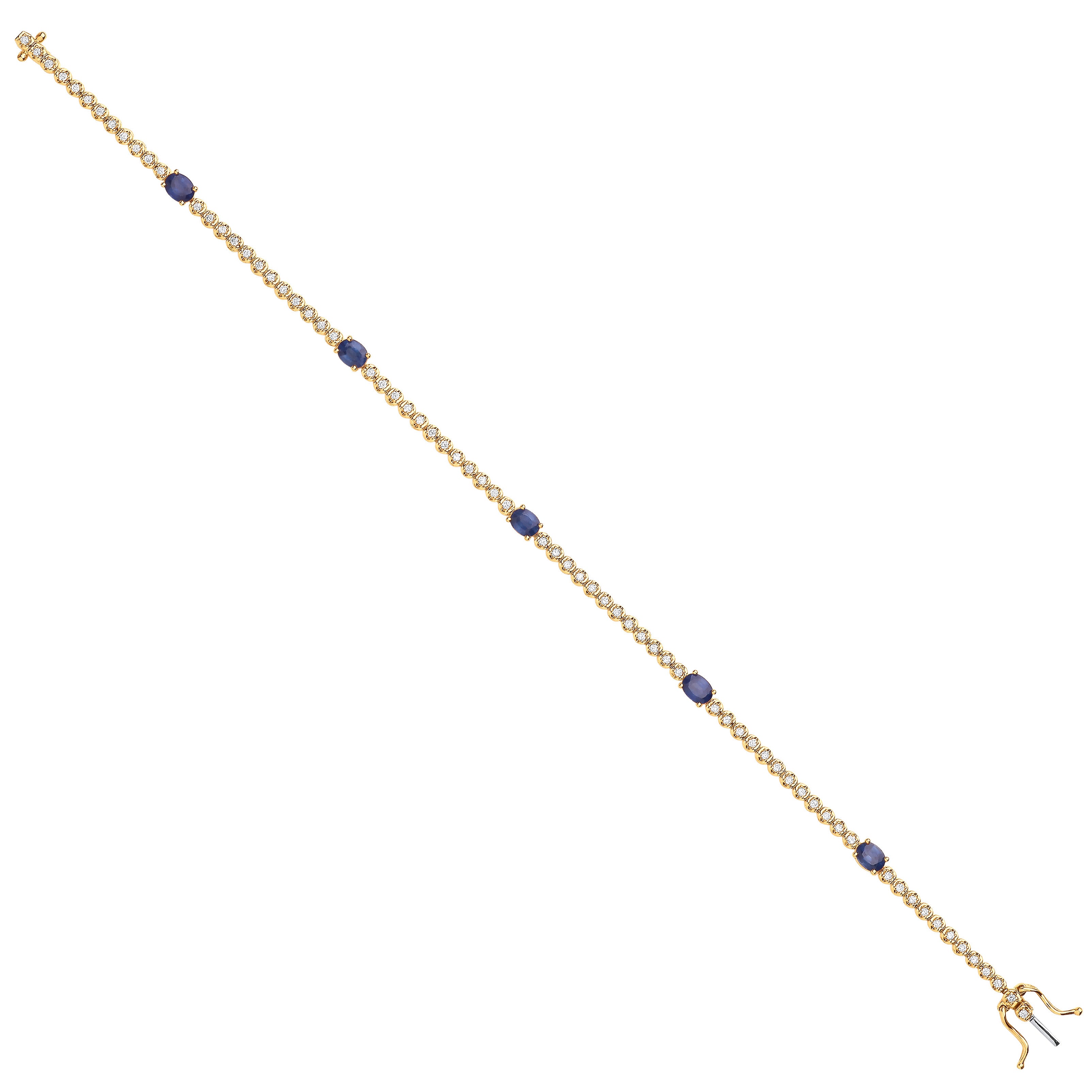 9ct Yellow Gold bracelet 0.40ct Diamond 1.15ct Sapphire