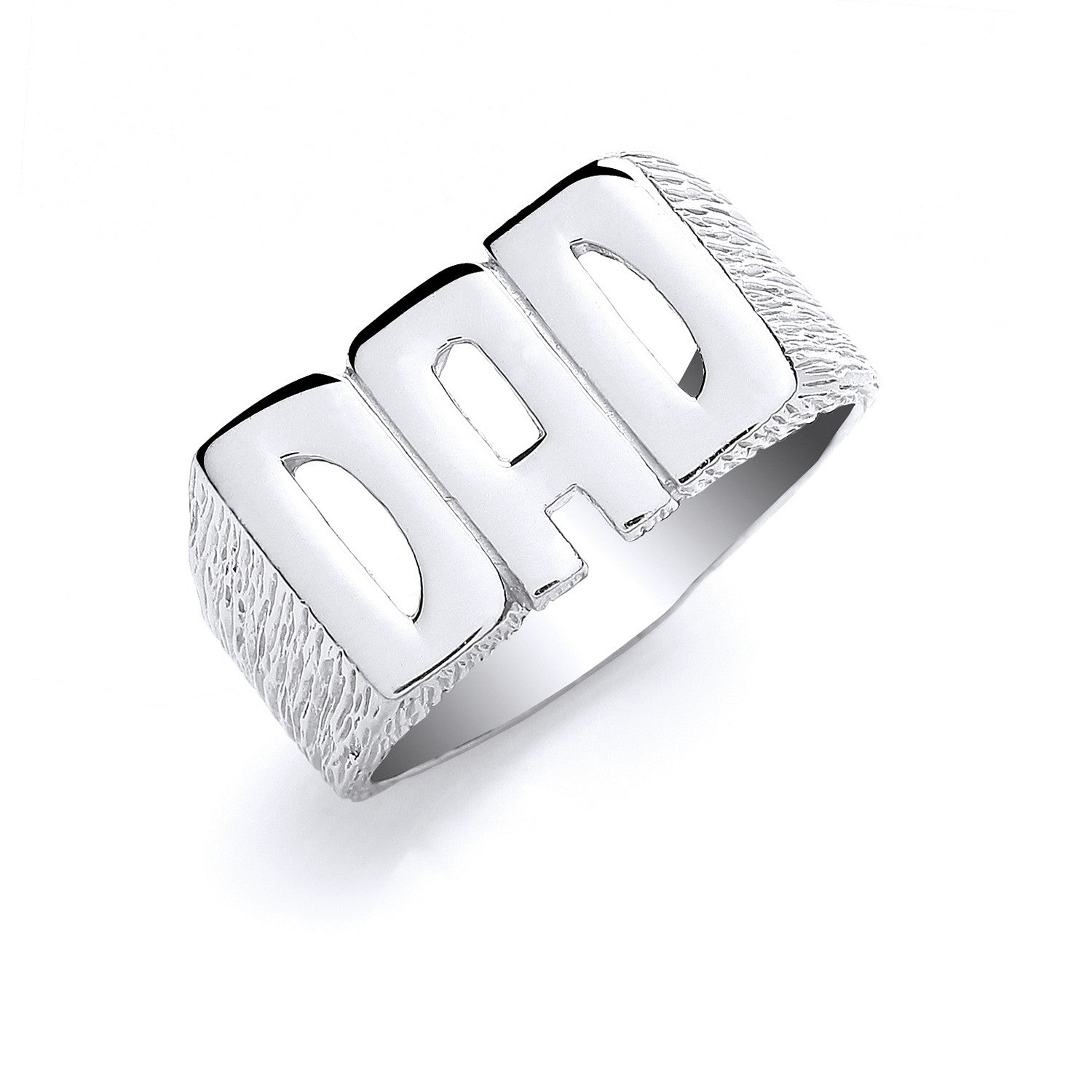 Silver DAD Barked Side Ring