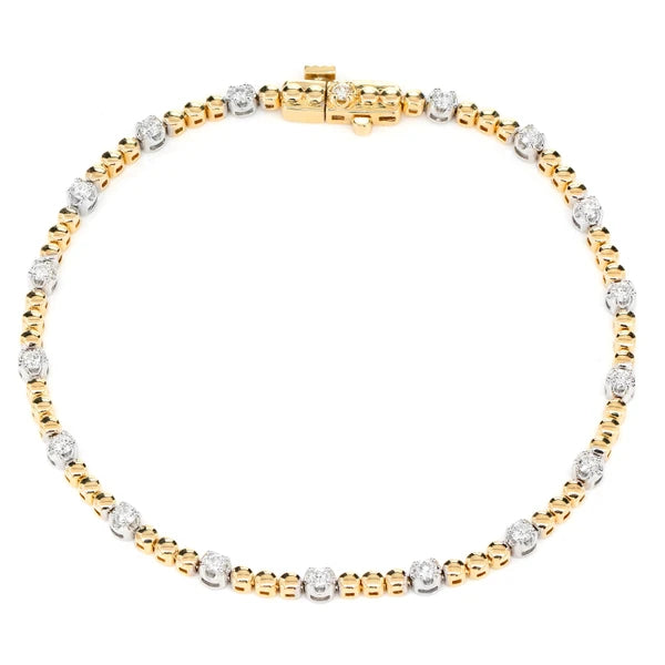 Erkals Jewellers 3pt Crown Set Beaded Diamond Link Bracelet 18K Gold 0.60ctw