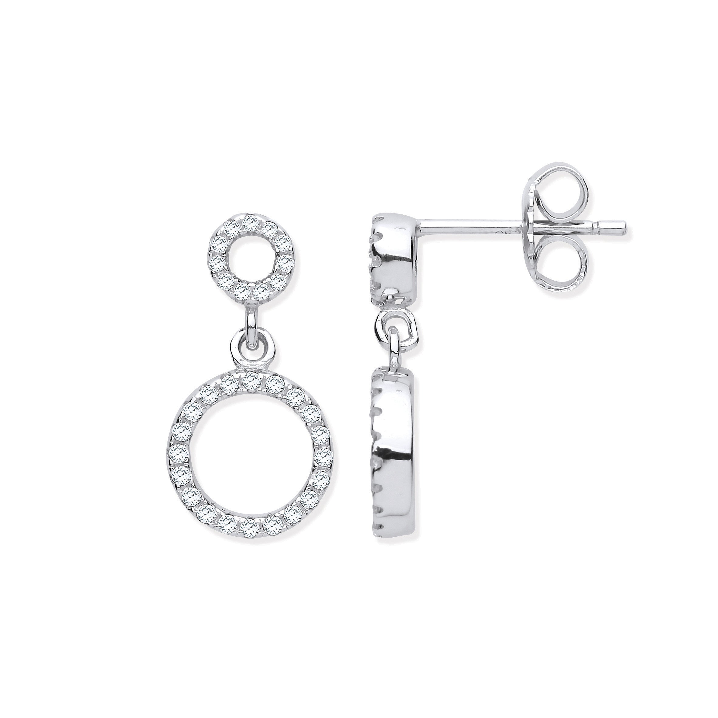 Silver CZ Circle of Life Drop Earrings