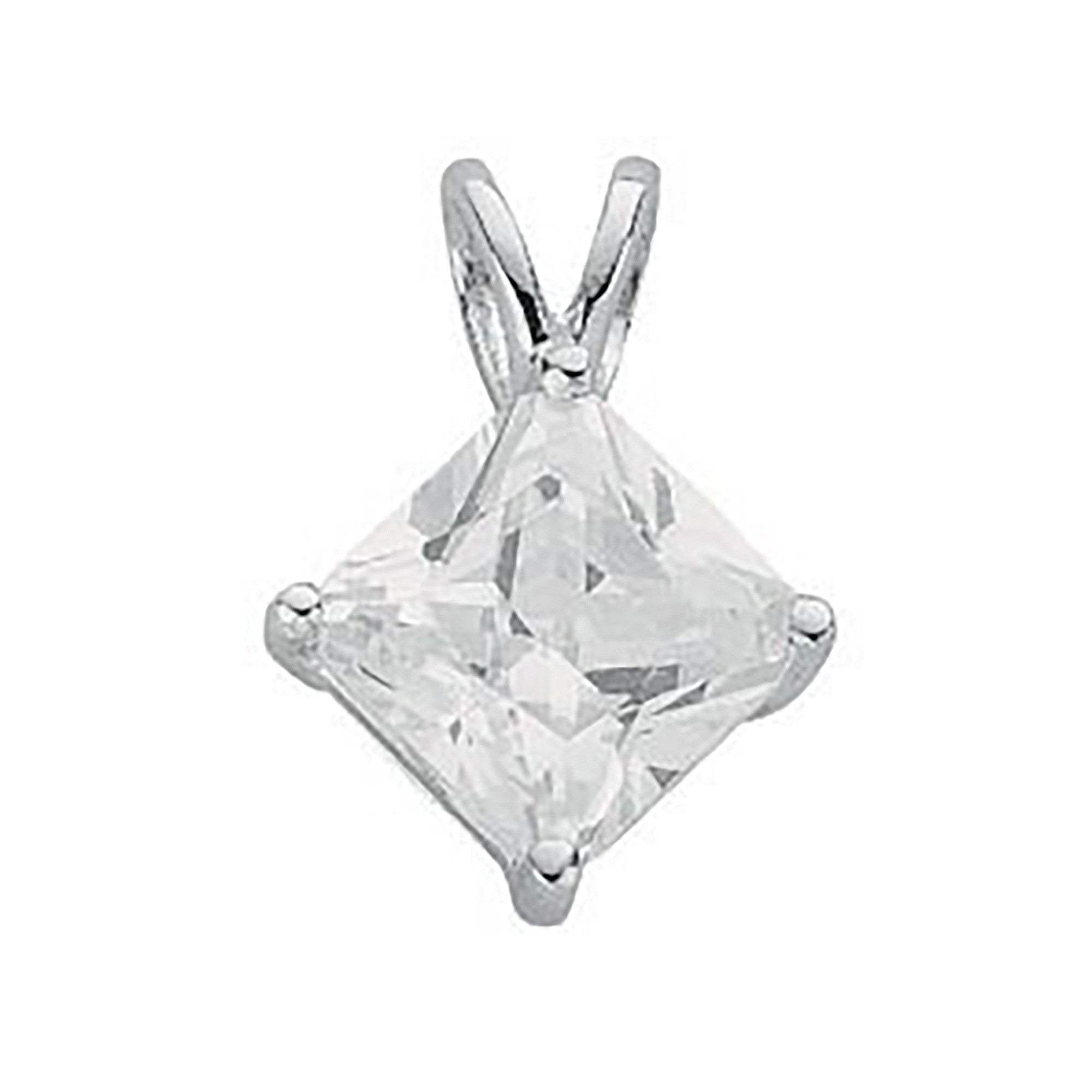 Silver Claw Set Princess Cut Cz S/S Pendant