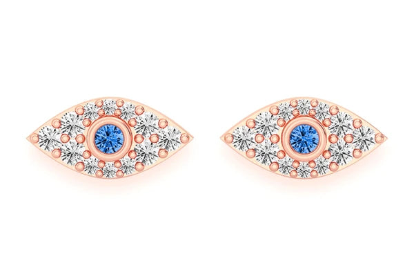 Erkals Jewellers Mini Evil Eye Stud Earrings 18K Gold 0.20ctw