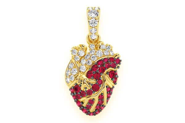 Erkals Jewellers Ruby Human Heart Pendant 18K Gold Diamond 0.40ctw