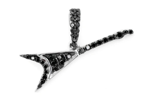Erkals Jewellers Flying V Guitar Black Diamond Pendant 18K Gold 0.20ctw