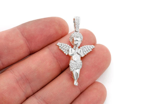 Erkals Jewellers Praying Cherub Pendant 18K Gold Diamond 0.50ctw