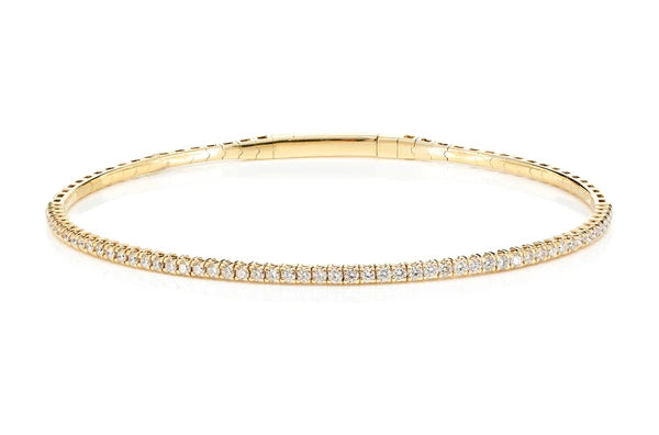 Erkals Jewellers Prong Set Diamond Flex Tennis Bangle Bracelet 18K Gold 0.70ctw