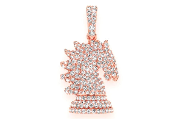 Erkals Jewellers Knight Chess Piece Pendant 18K Gold Diamond 0.90ctw
