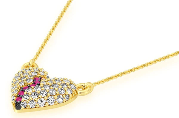 0.35ct Diamond Heartbreaker Connected Necklace 14K Solid Gold