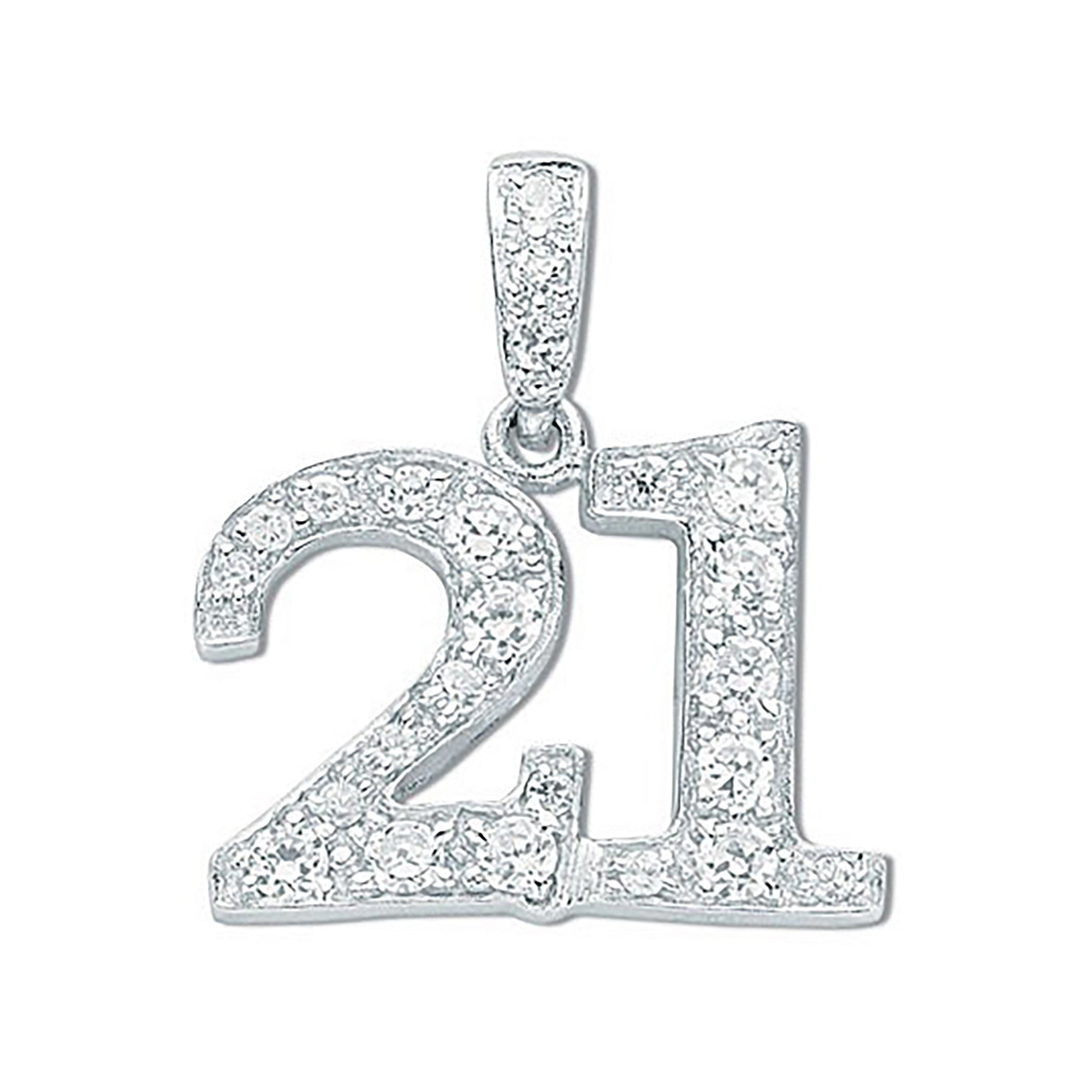 Silver Pave Set Cz 21 Drop Pendant