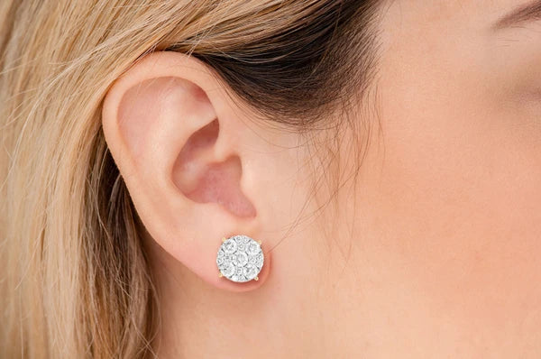 Erkals Jewellers Mosaic Stud Earrings 18K Gold 3.00ctw