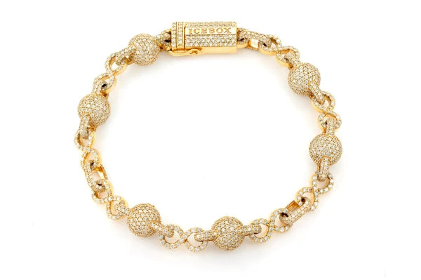 Erkals Jewellers Infinity Bead Link Diamond Bracelet 18K Gold 12.50ctw