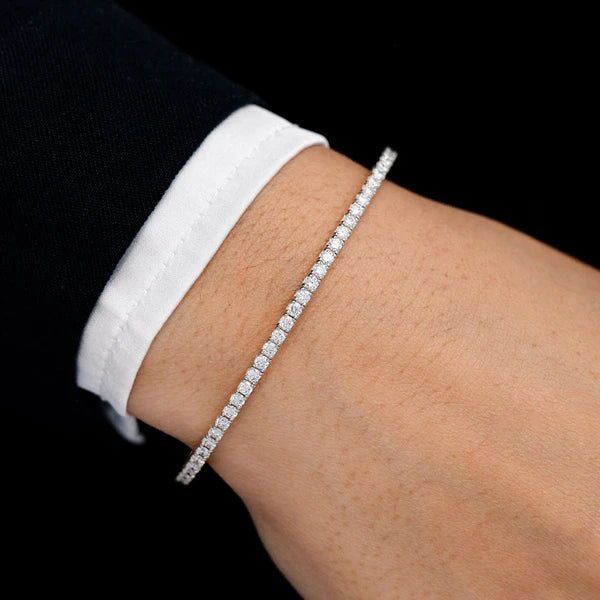 Erkals Jewellers 4pt Prong Set Diamond Tennis Bracelet Flex Bangle 18K Gold 1.50ctw