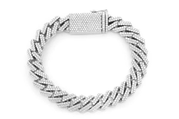 Erkals Jewellers 11mm Raised Diamond Cuban Link Bracelet 18K Gold 8.50ctw