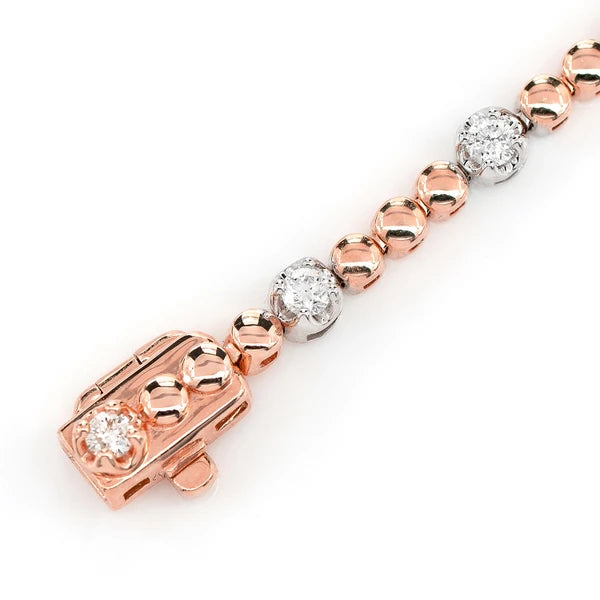Erkals Jewellers 3pt Crown Set Beaded Diamond Link Bracelet 18K Gold 0.60ctw