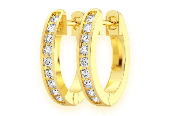 Erkals Jewellers One Row Huggie Hoop Earrings 18K Gold 0.10ctw