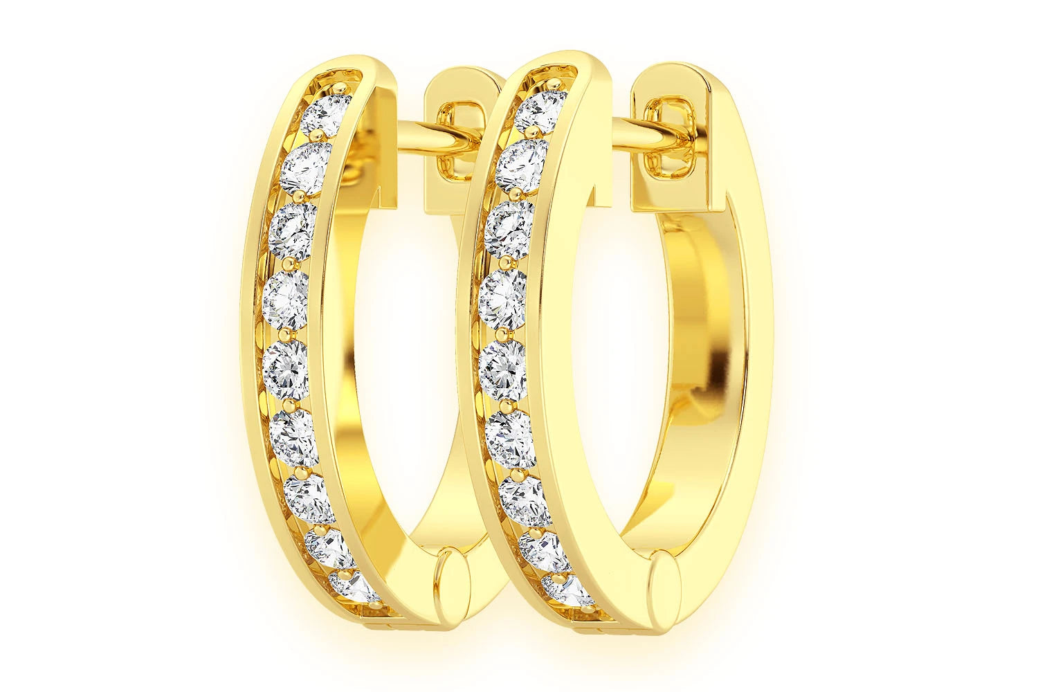 Erkals Jewellers One Row Huggie Hoop Earrings 18K Gold 0.10ctw
