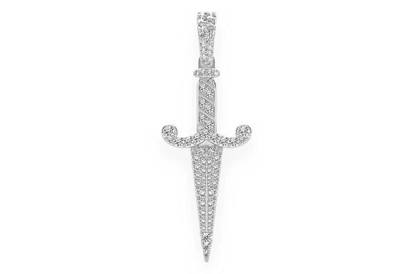 Pendentif diamant Dagger 1,50 ct en or massif 14 carats