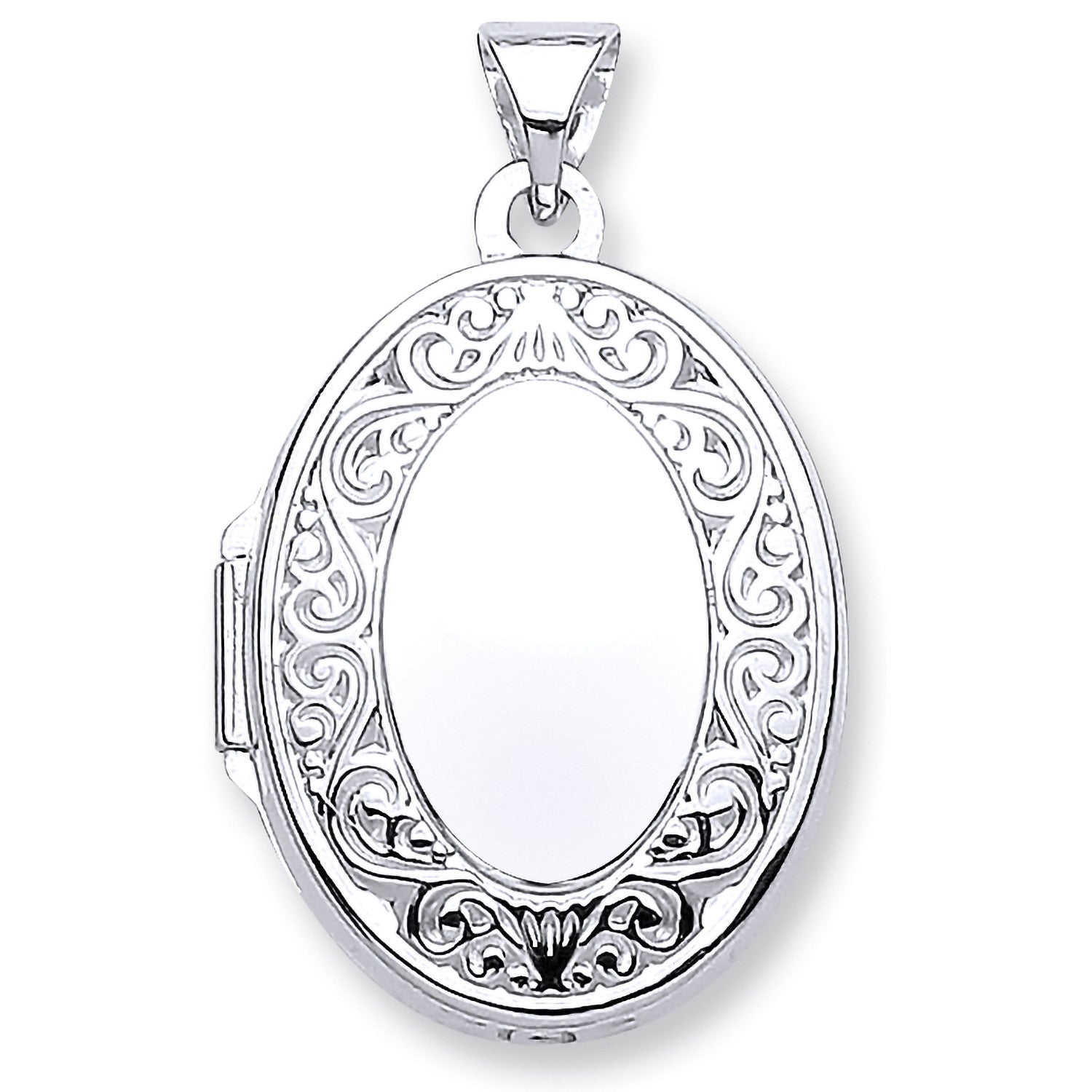 W/G Oval Shape Locket with edge design