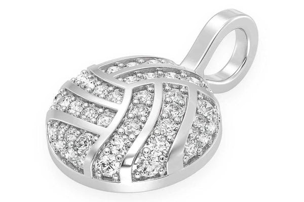 0.50ct Diamond Volleyball Pendant 14K Solid Gold