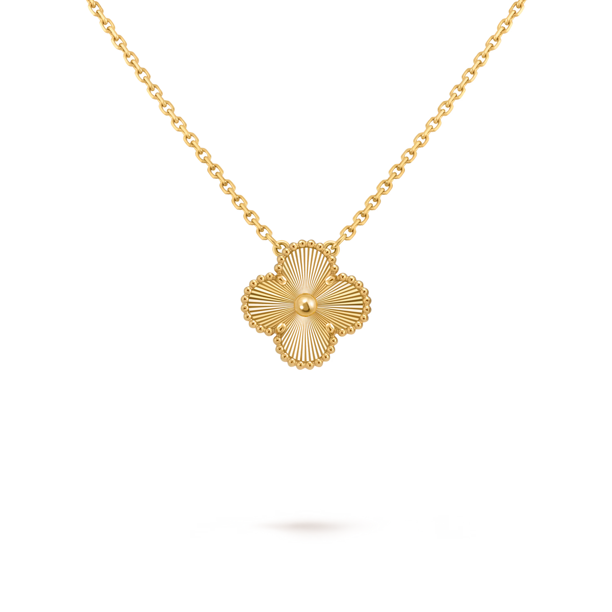 Van Cleef & Arpels Vintage Alhambra 1 Motif Pendant 18K White Gold / Yellow Gold