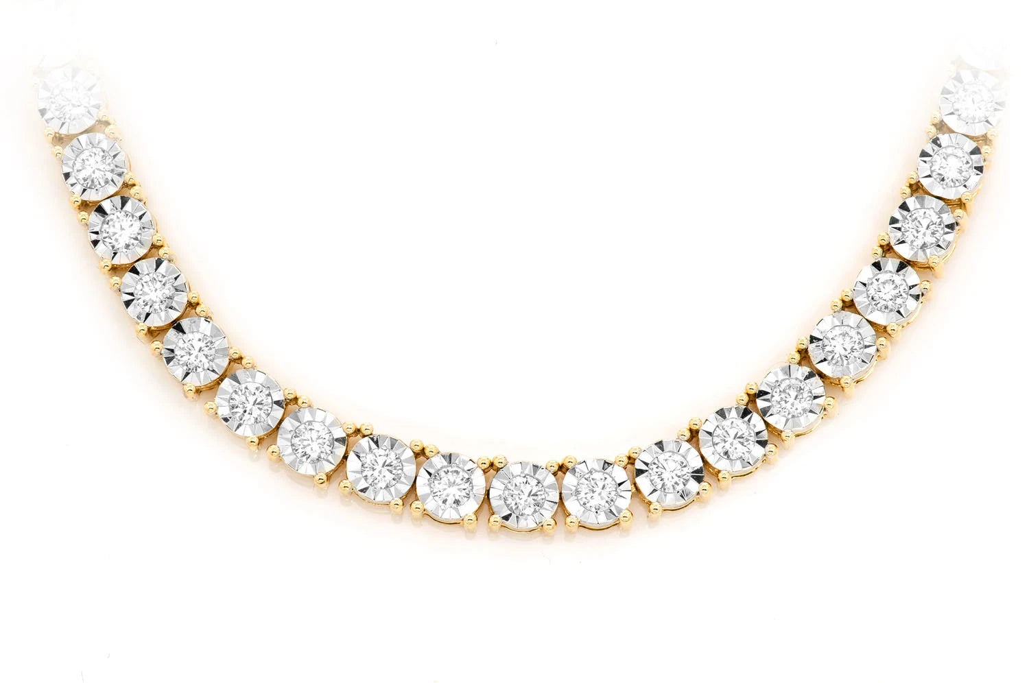 Erkals Jewellers 12pt Miracle Set Diamond Tennis Necklace 18K Gold 12.00ctw