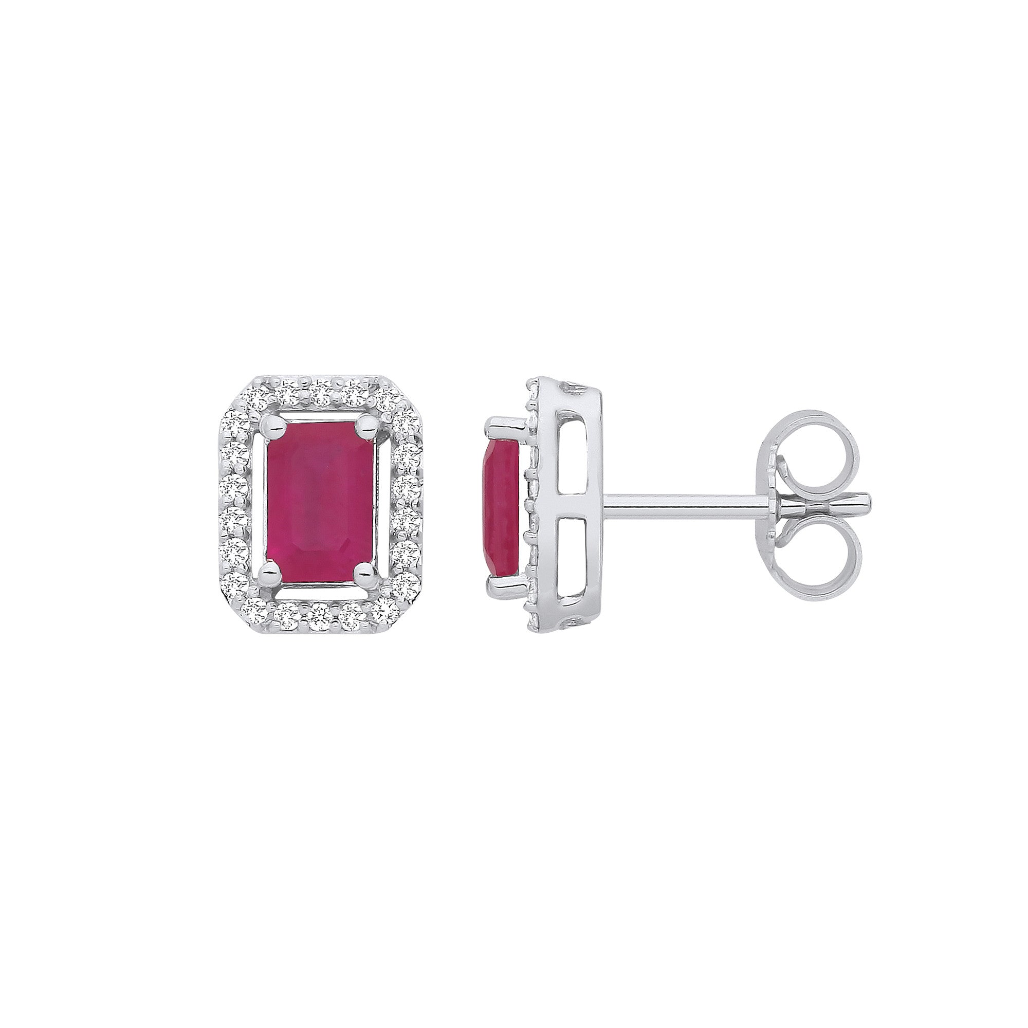 18ct White Gold 0.20ctw Diamond & 1.30ctw Ruby Earrings