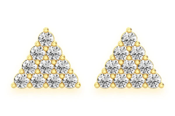 Erkals Jewellers Triangle Stacked Stud Earrings 18K Gold 0.15ctw