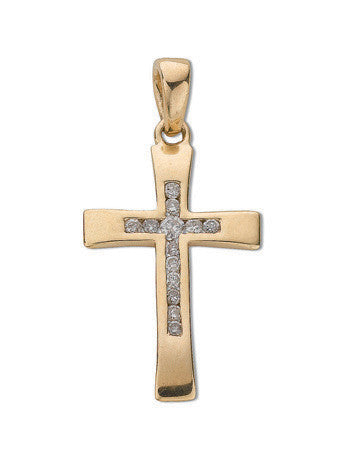 9ct Yellow Gold 0.10ct Diamond Cross