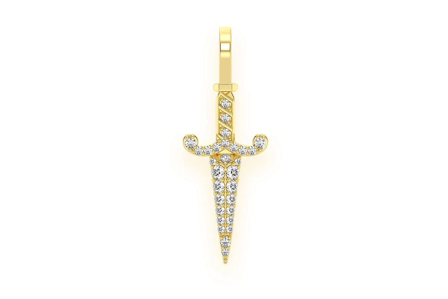 Erkals Jewellers Mini Medieval Dagger Pendant 18K Gold Diamond 0.20ctw
