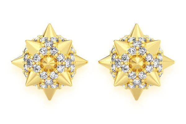 Erkals Jewellers Spike Ball Stud Earrings 18K Gold 0.40ctw