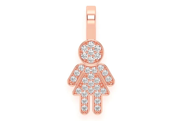 Erkals Jewellers Mini Girl Diamond Pendant 18K Gold 0.10ctw