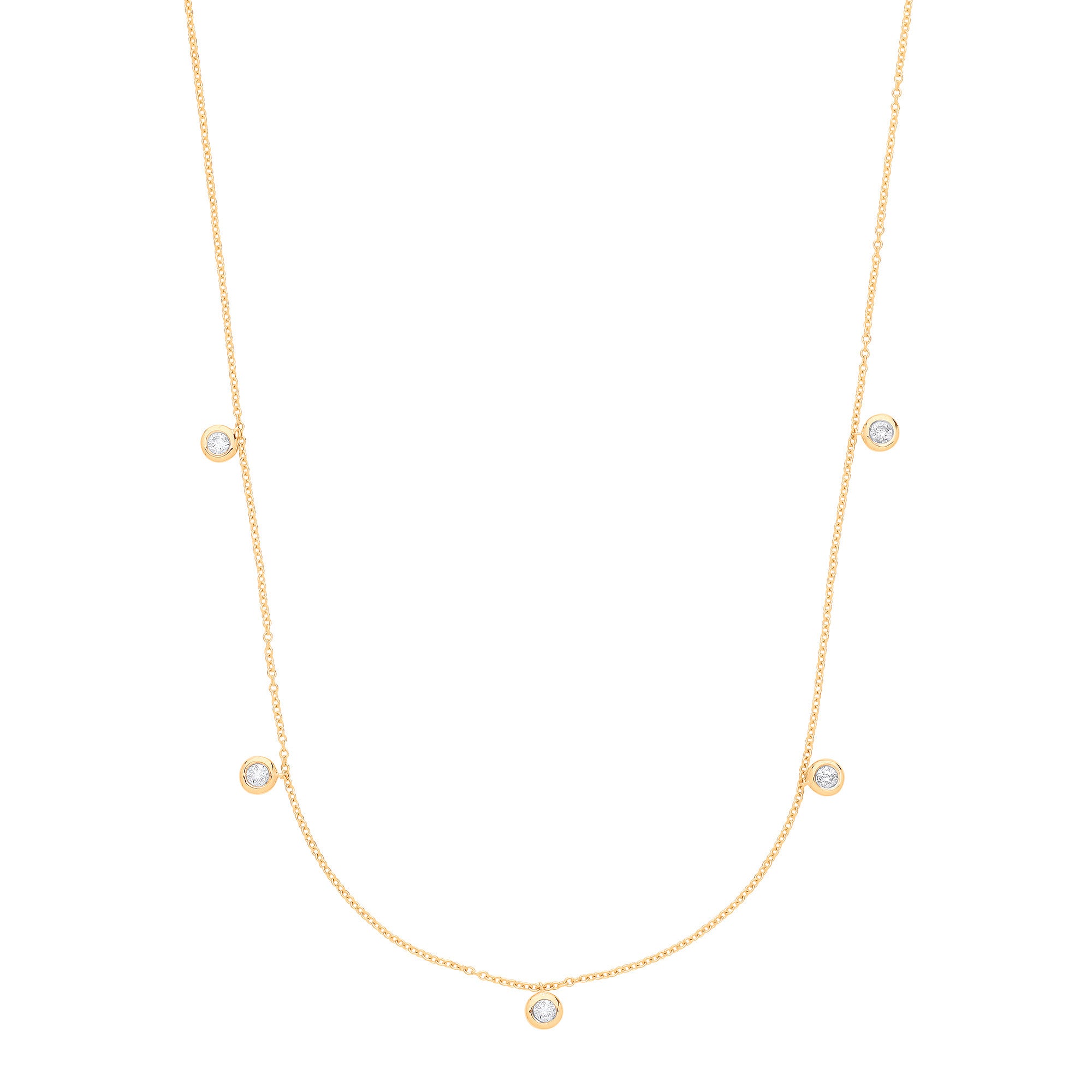 9ct Yellow Gold Rub-Over 0.25ctw Diamond  (18in/45cm) Chain