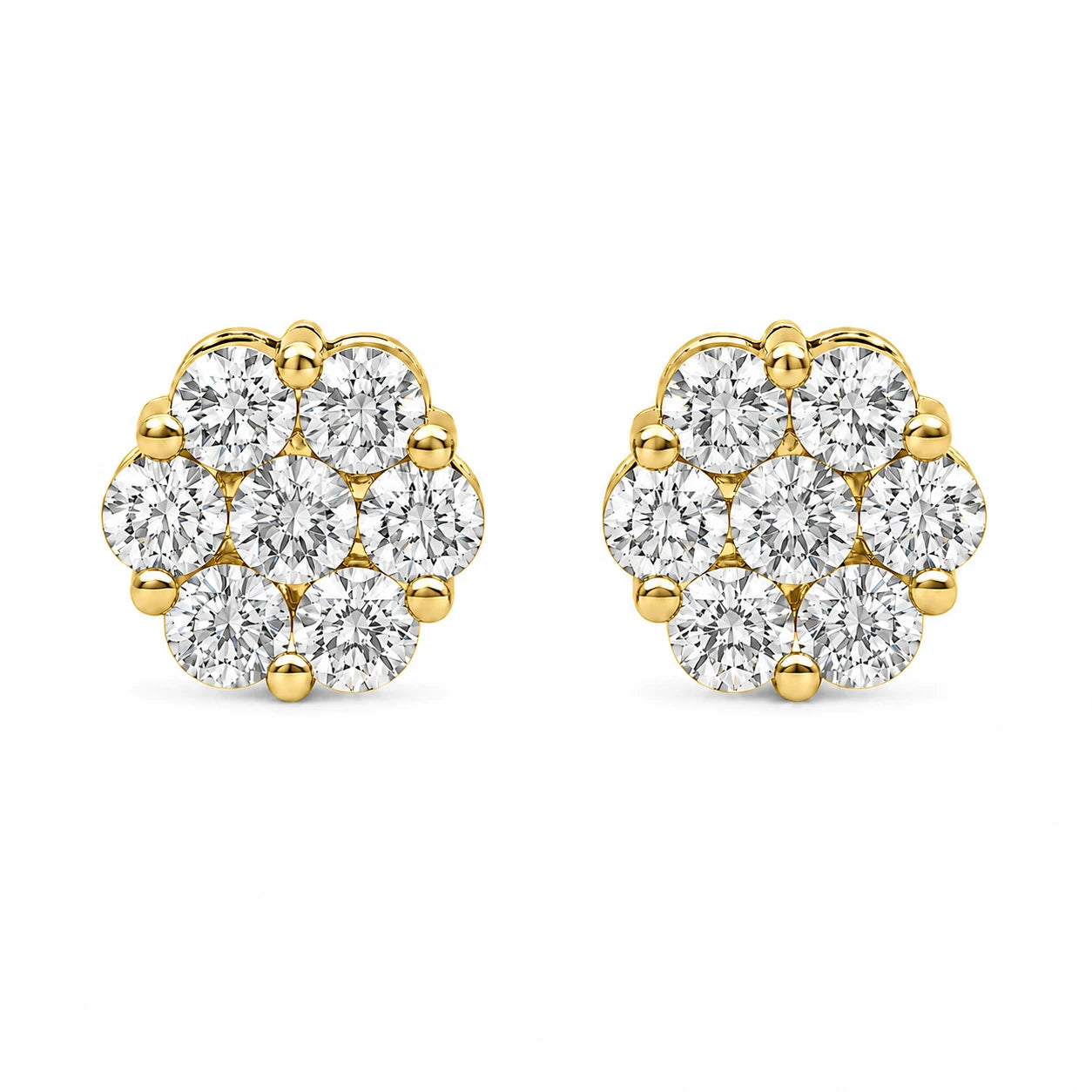 Erkals Jewellers Flower Stud Earrings 18K Gold 2.00ctw