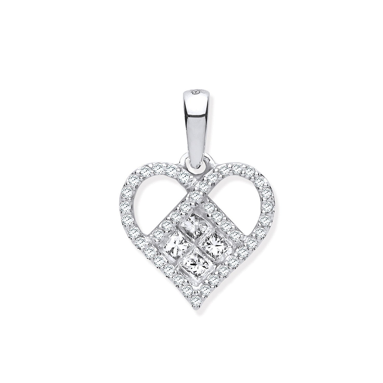 9ct White Gold 0.33ctw Heart Diamond Pendant