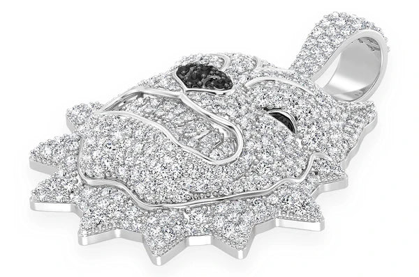 Pitbull Spike Collar 3.00ct Colgante de diamantes 14K Oro sólido