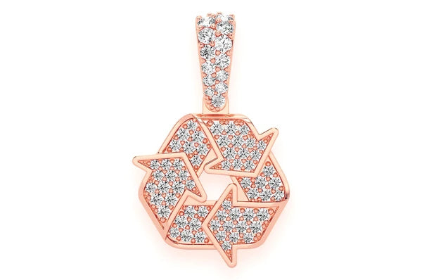 Symbole de recyclage Pendentif diamant 0,55 ct en or massif 14 carats