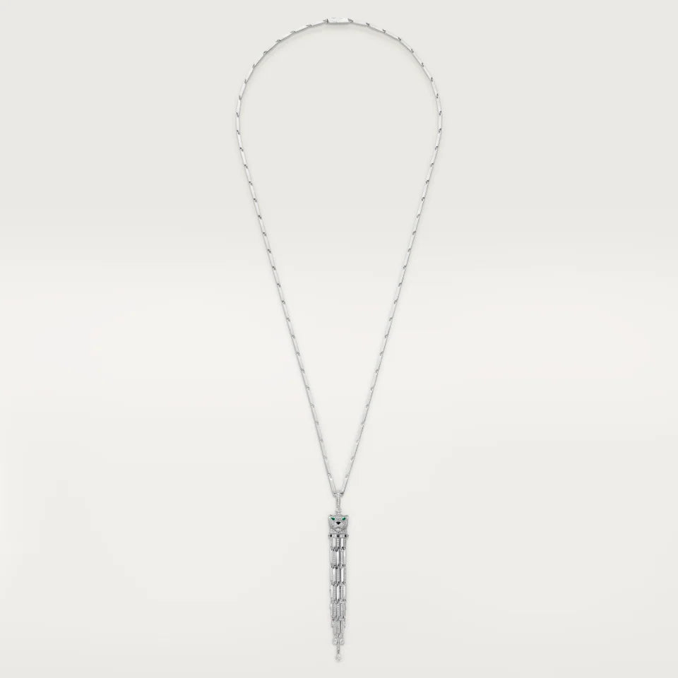 Cartier Panthère de Cartier Necklace Onyx Emeralds Diamonds 18K White Gold