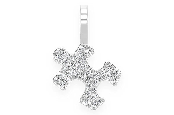 0.25ct Diamond Puzzle Piece Pendant 14K Solid Gold