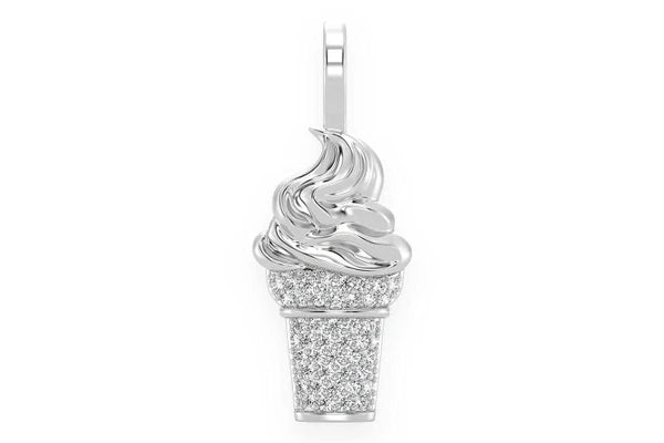 Erkals Jewellers Ice Cream Cone Pendant 18K Gold Diamond 0.15ctw