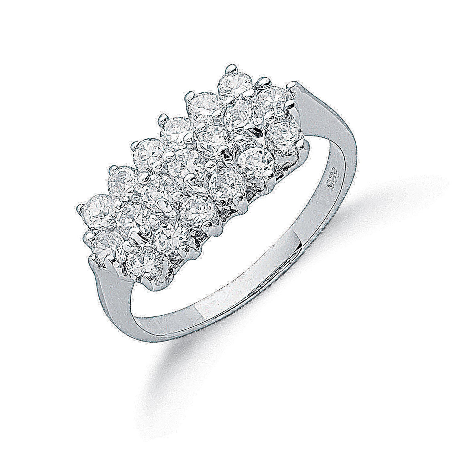 Silver Claw Set Cz Cluster Ring