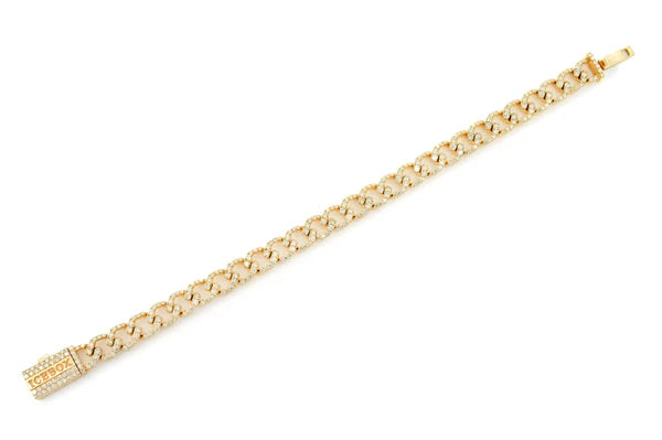 Erkals Jewellers 8mm Elongated Miami Cuban Diamond Bracelet 18K Gold 6.25ctw