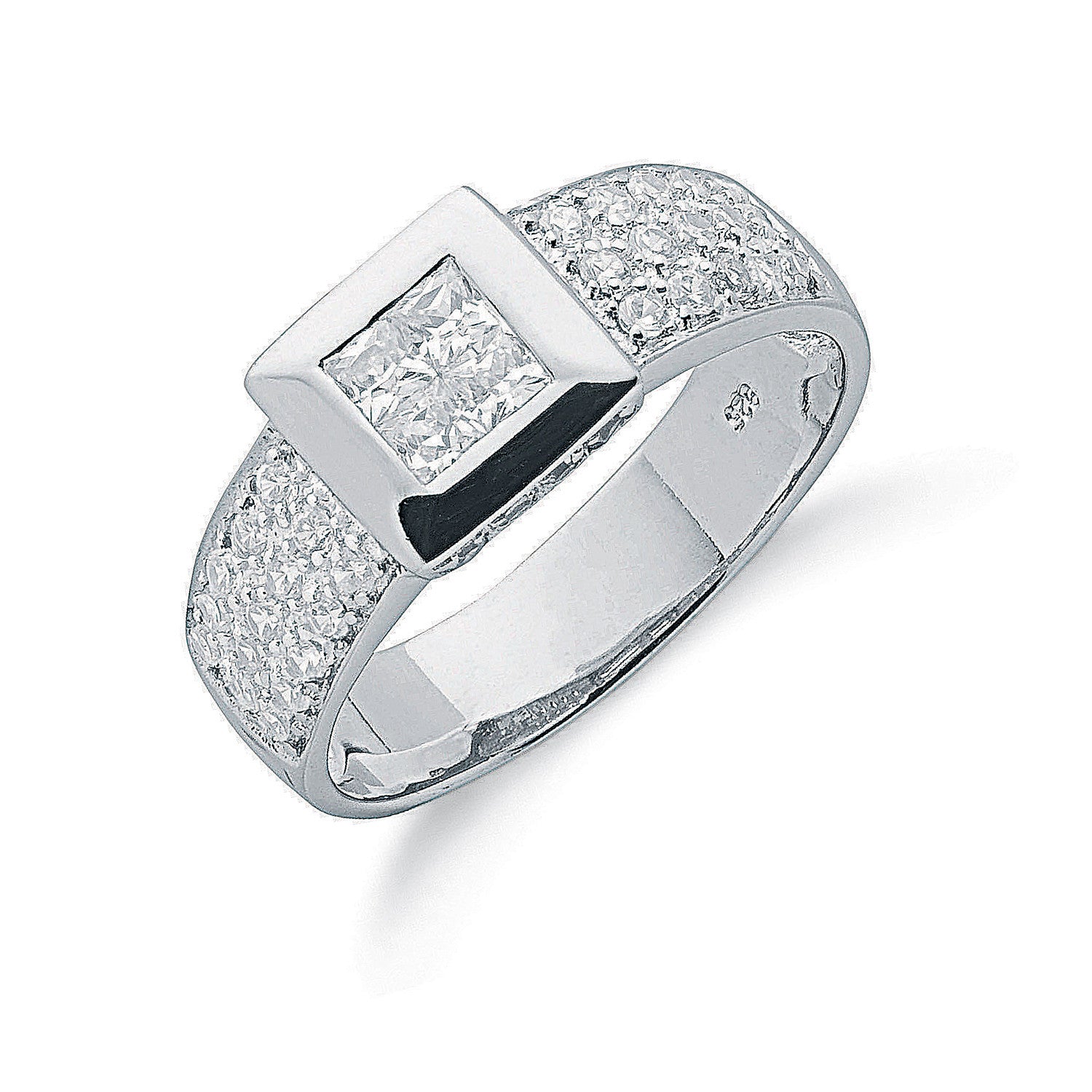 Silver Pave Set Cz Ring