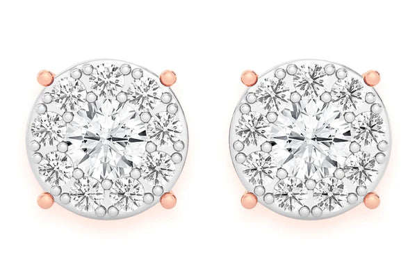 Erkals Jewellers Mosaic Stud Earrings 18K Gold 1.00ctw