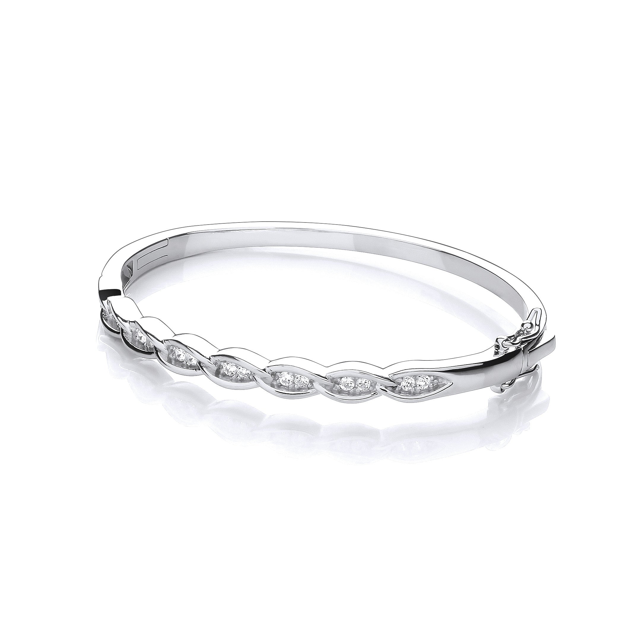 Silver Curb CZ Link J-Jaz Bangle